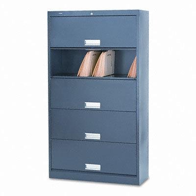 HON 600 Series 5-Shelf Steel Receding Door File Ltr 36w x 13-34d x 76h Charcoal