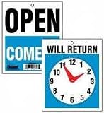 USS9382 - Reversible Open/Will Return Store/Business Sign with Clock Hands