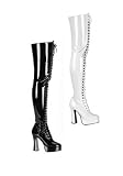 Lace-Up 5.5 Inch Block Heel Thigh-High Platform Boot.