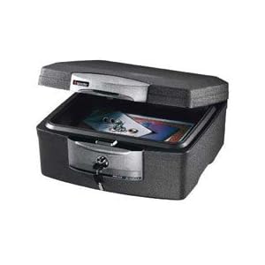 Sentry F2300 Fire-Safe Waterproof Chest w/Tubular Key, 33lbs, .36 Cu. Ft., Charcoal