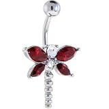 Ruby Red WINGED DRAGONFLY Belly Ring