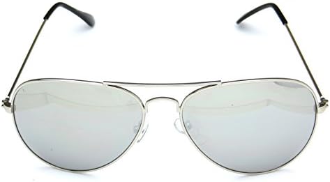 Classic Aviator Sunglasses Metal Frame Mirror Reflective Revo Lenses - Silver/Silver Lens