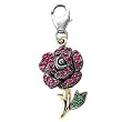 14K Two-Tone Gold Ruby Rose Charm with Tsavorite Accent