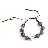 Shamballa Hip Hop Style Eight Amathyst Stone Beads, and 1 Crystal White Disco Ball
