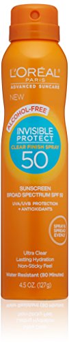 L'Oreal  Paris Advanced Suncare Alcohol-Free Clear Spray SPF 50, For All Skin Types,  4.5 Ounce