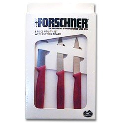 3 Knife Red Paring Knife Bar Set with Cutting Board (04-0220) Category: Paring Knives by Swiss Army Brands Inc