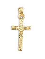 Crucifix Cross Pendant Solid 14k Yellow Gold Charm Religious 1.00 inch