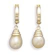 14k Yellow Gold South Sea Pearl Hoops