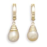 14k Yellow Gold South Sea Pearl Hoops