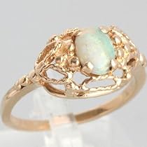 Retro 14K Yellow Gold Opal Ring, Circa 1940
