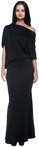 Women's Plus Black Modern Chic Asymmetric Boat Neck Off Shoulder Long Maxi Dress
