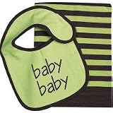 Chocolate Baby Bib & Burp Set - Green