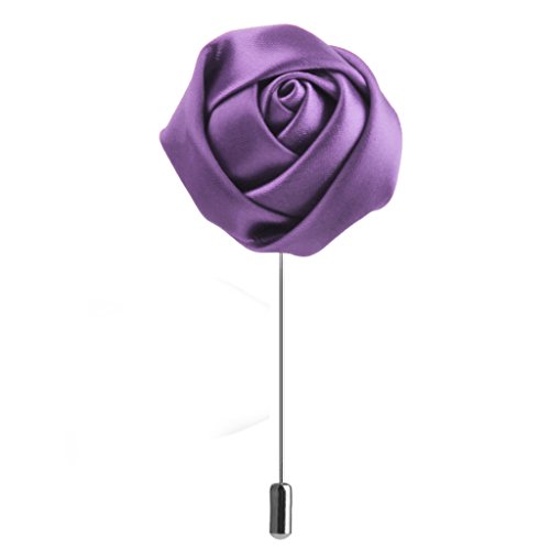 Men Lapel Flower Brooch Boutonniere Tuxedo Stick Pin Purple