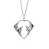 Sterling Silver Loving Dolphins Necklace
