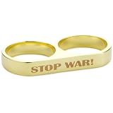 Beyond Rings Stop War 2 Finger Word Ring, Size