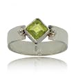 Green Peridot Modern Classic Ring in Sterling Silver