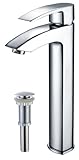 Kraus FVS-1810-PU-10CH Visio Single Lever Vessel Faucet with Matching Pop Up Drain, Chrome