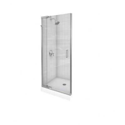 Purist Frameless Pivot Shower Door Finish: Bright Silver, Glass: Clear, Size: 33
