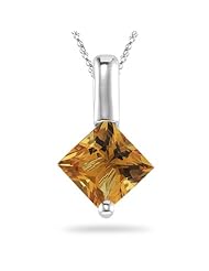 0.34 Cts Citrine Solitaire Pendant in 14K White Gold