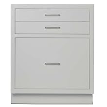 Looped Logic LL2429AG-SSAA Shadow Gray Modular Steel Base Cabinet with Chemical Resistant Powder Coated Finish, 22" Length x 29.375" Height x 22" Depth, 3 Drawers