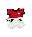 Red Soccer outfit with ball accessory clothes fits 8 - 10 Stuffed Animal kits & most Webkinz & Shining Star animals