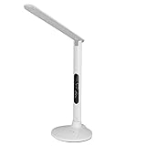 BESTEK デスクライト LED 電気スタンド 折りたたみ式 5段階調光 目覚まし時計・カレンダー・温度計機能付き 白 BTTL001