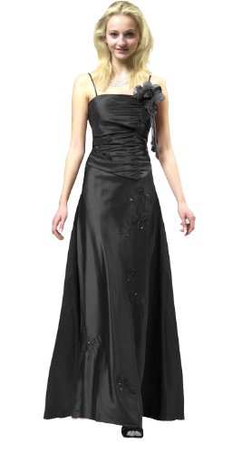 Ballkleid “Viktoria” aus leicht changierendem Taft mit Bestickung und Strassbesatz, Schwarz