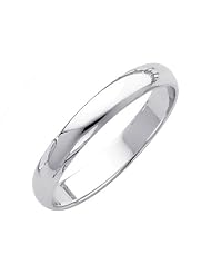 14k White Gold 3mm Plain Wedding Ring Ring for Men & Women (size 4 to 12) -... by 
