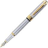 JinHao 250 Stainless Steel Gold Trim Fountain Pen - Medium