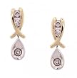 1/4CT Diamond Dangle Earrings in Yellow & White Gold