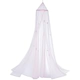 Gifts & Decor Butterfly Motif Childrens Girls Pink Hanging Bed Canopy