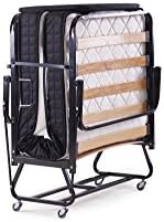 Casamode Five Star Guest Bed With Adjustable Head Rest and 5.5 Inch Spring Coil Durable Mattress with Rollaway Fold and Hide Away Frame for Easy Storage