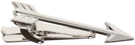 Mens Tie Clip Bar Silver Feathered Arrow Emblem