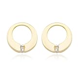18k Yellow Gold Plated Sterling Silver Diamond-Accent Circle Post Earrings