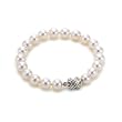 TI- PEARL BEAD BRACELET: Genuine Natural White 8mm Freshwater Pearl Bracelet Silver Charm Loop bead , 7.5 inch long, by Utopia©Jewelry