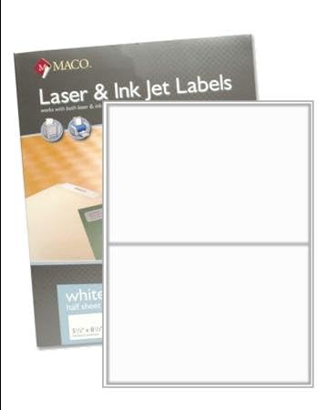 Maco ML0200 - White All Purpose Labels, 5 1/2 x 8 1/2 in., 200 Per Box - PACK OF 5 BOXES