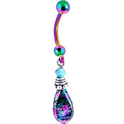 Handcrafted Ornate Rainbow Titanium Belly Ring