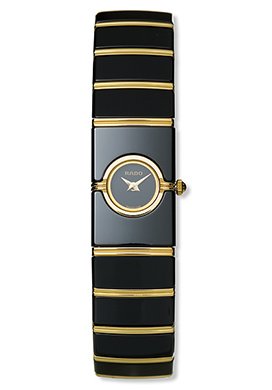 Rado Diaqueen Ladies' Mini Watch Black Ceramic & 18K Yellow Gold Gray Dial R23411152