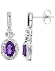 Amethyst and Diamond Earrings in 14kt White Gold