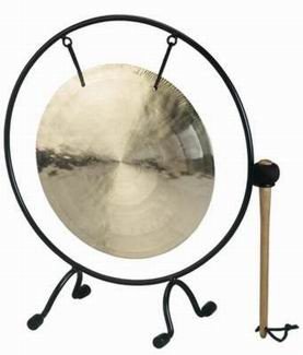 Best Unique Gift Idea Guy Dad Boss - 10" Dia. Chinese Wind Gong & Mallet on Black Steel Stand