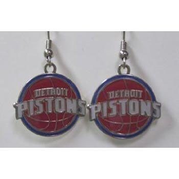 NBA Dangling Earrings - Detroit Pistons Logo (Quantity of 1)