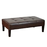 4D Concepts Large Faux Leather Coffee Table, Brown by 