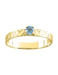 14K Yellow Gold 3 MM Blue Topaz Childrens Ring