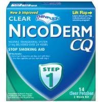 NicoDerm CQ Smoking Cessation Aid, Clear Patch, Step 1 with 21mg - 14 ea