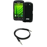 EMPIRE Black Rubberized Hard Case Cover + 3.5mm Male to Male Stereo Auxilia ....