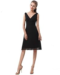 A-line V-neck Pleated Chiffon/Polyester Short Bridesmaid Dress 