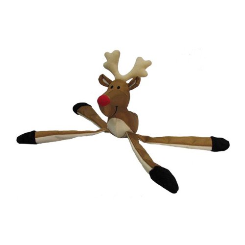 Detail image Kyjen Christmas Plush Puppies Holiday Squeaky Squiggler Reindeer Play Toy Pet Accessories Kyjen Chr