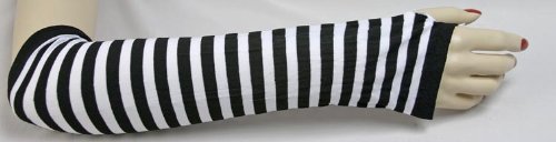 striped gauntlet gloves / arm warmers in assorted colors assorted glove colors: purple/black