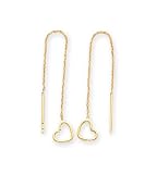 14k Heart Threader Earrings