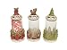 Set of 3 Retro Santa Clear Glass Tree/Sleigh/Bell Lid Christmas Canisters 11
